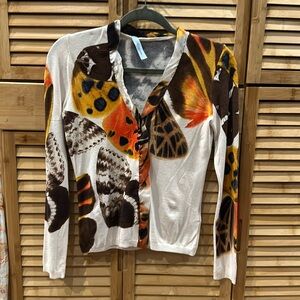 Blumarine butterfly print V-neck cardigan lightweight